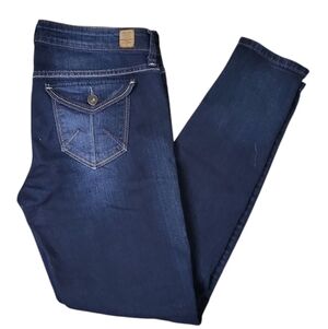 Guess Women's Jeans Size 29 Low-Rise Medium Wash Skinny Button Flap Back Pockets